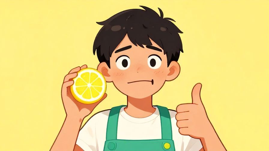 Illustration%20of%20a person making a sour face while holding a lemon but giving a thumbs up, bright cheerful background, vibrant colors, illustrated style