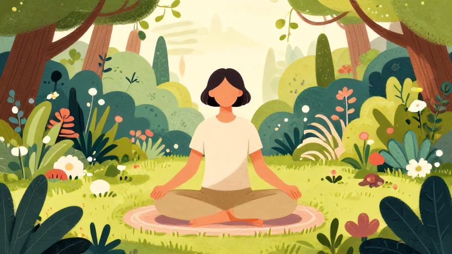 Illustration%20of%20a person meditating peacefully in a sunlit garden, detailed background, vibrant colors, illustrated style