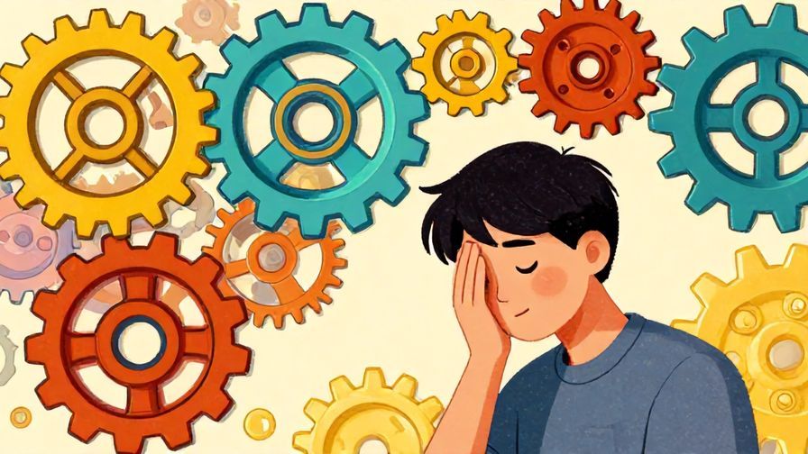 Illustration%20of%20a person nodding thoughtfully with gears turning above their head, vibrant colors, detailed background