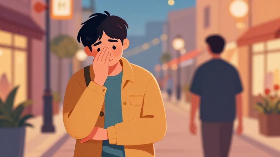 Illustration%20of%20a person nodding thoughtfully while turning to leave, warm evening street background, vibrant colors, illustrated style