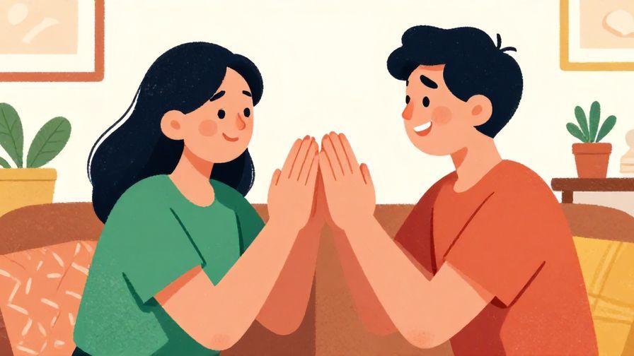 Illustration%20of%20a person playfully pleading%2C hands clasped%2C casual cozy room%2C bright colors%2C illustrated style