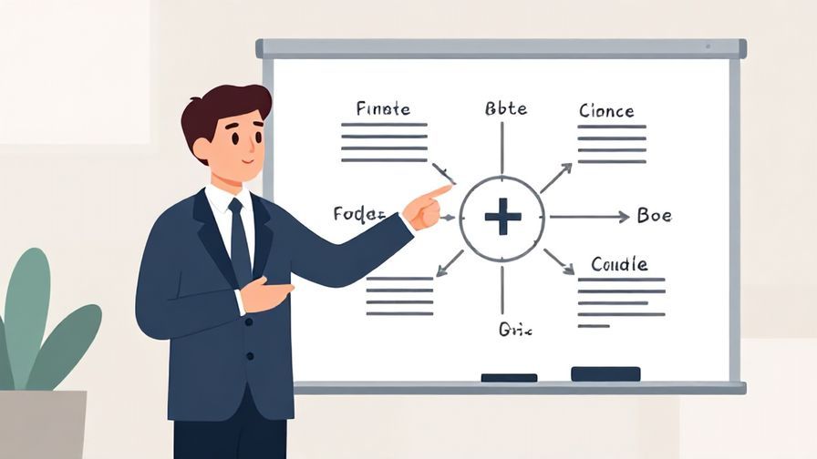 Illustration%20of%20a person pointing at a whiteboard with diagrams, explaining firmly but politely, business setting