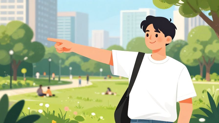 Illustration%20of%20a person pointing away casually with a confident smirk, bright urban park background, illustrated style