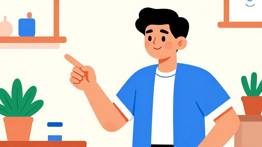 Illustration%20of%20a person pointing encouragingly with a confident smile, casual indoor setting, vibrant colors, illustrated style