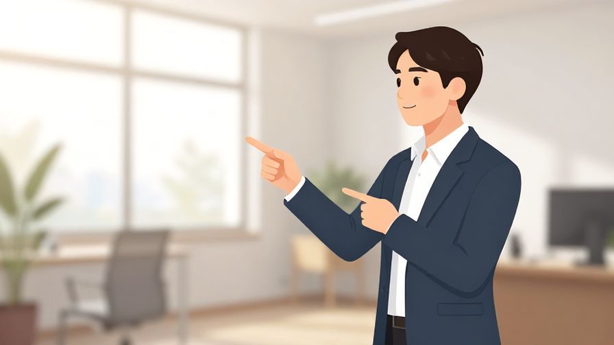 Illustration%20of%20a person pointing politely at an object while asking a question, elegant office background, soft natural light, illustrated style