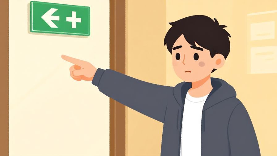 Illustration%20of%20a person pointing toward an exit with a tired expression%2C warm indoors background%2C casual style