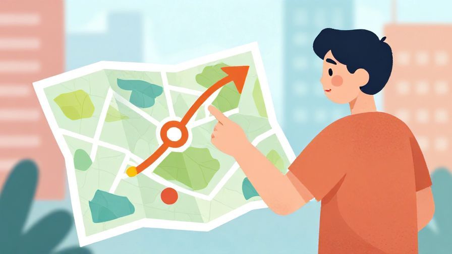 Illustration%20of%20a person pointing vaguely to a map while asking directions%2C%20colorful%20cityscape%20background%2C%20illustrated%20style