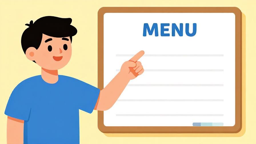 Illustration%20of%20a person pointing with a smile towards a menu or choice board, inviting another to pick freely. Bright, cheerful colors, casual setting.