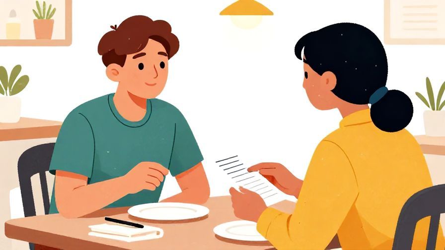 Illustration%20of%20a person politely but casually asking for the bill in a relaxed restaurant, bright colors, illustrated style
