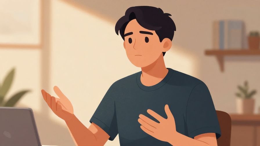 Illustration%20of%20a person politely gesturing while speaking seriously, indoor setting with soft shadows