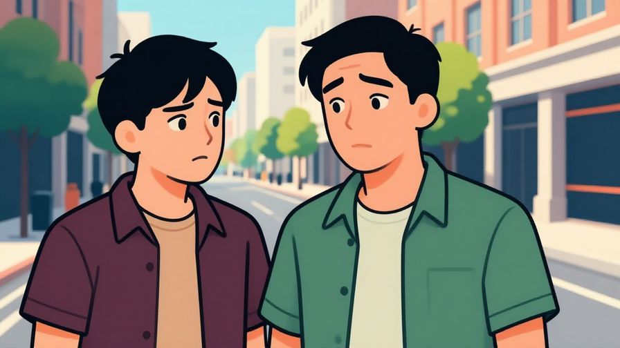 Illustration%20of%20a person raising an eyebrow skeptically%20towards%20another%20who%20looks%20overconfident%2C%20city%20street%20background%2C%20bright%20colors%2C%20illustrated%20style