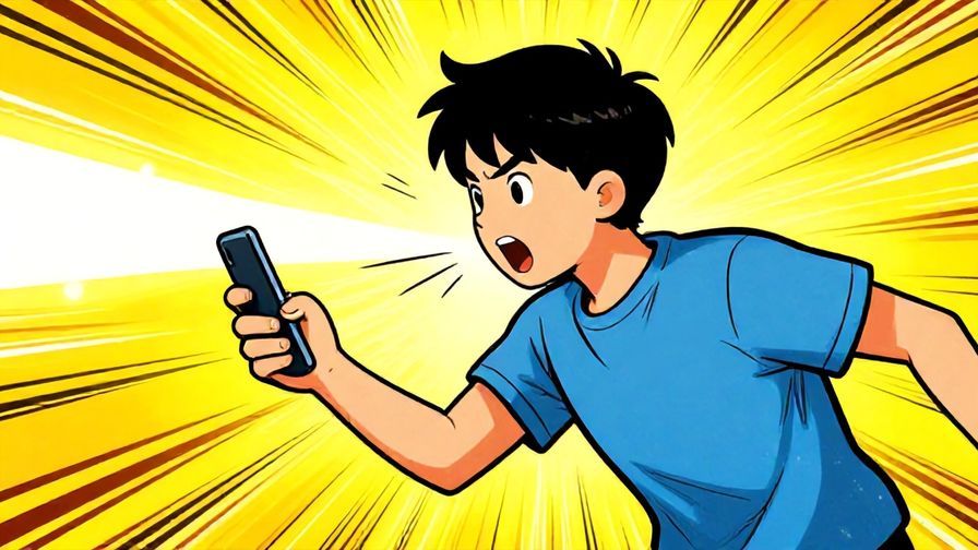 Illustration%20of%20a person reacting quickly to a phone ringing, sharp lines showing instant movement, bright colors, energetic atmosphere, illustrated style