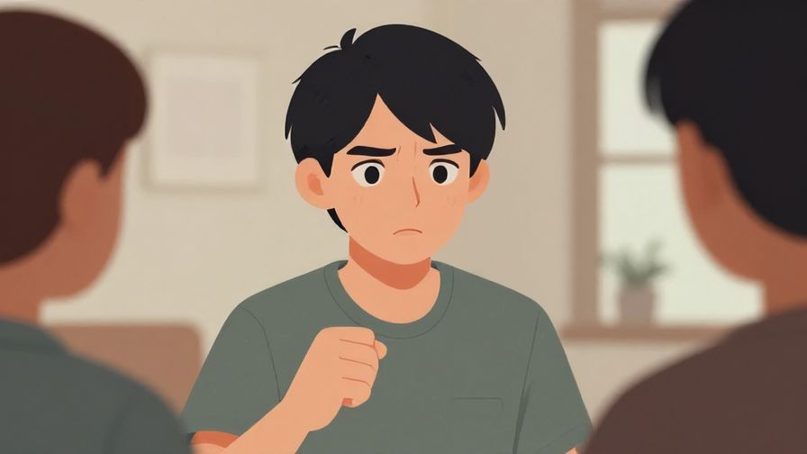 Illustration%20of%20a person reacting to another’s action with a serious expression, indoor setting, muted colors