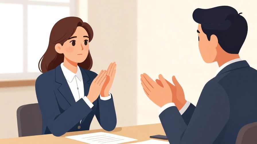 Illustration%20of%20a person respectfully clapping hands in a business conference room, with a serious but warm expression