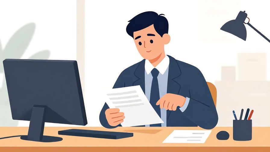 Illustration%20of%20a person reviewing documents at a desk, focused and professional atmosphere