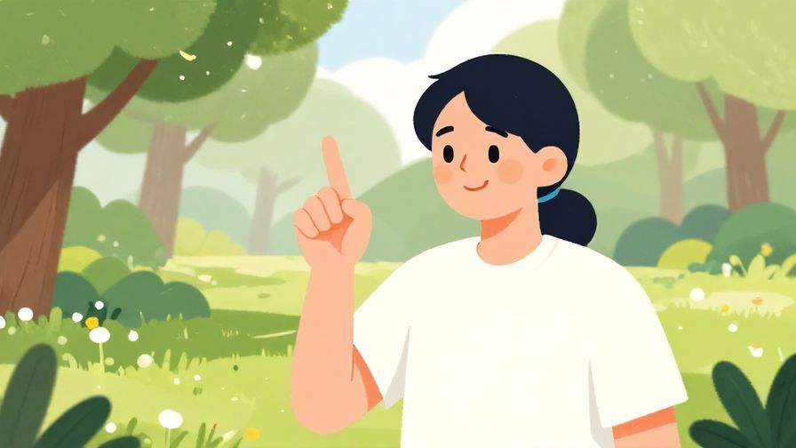 Illustration%20of%20a person shaking their finger playfully, smiling, bright park setting