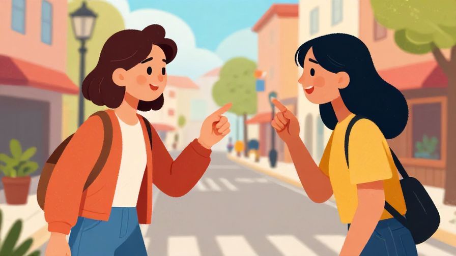 Illustration%20of%20a person shaking their finger playfully at a friend who just surprised them, colorful street scene, illustrated style