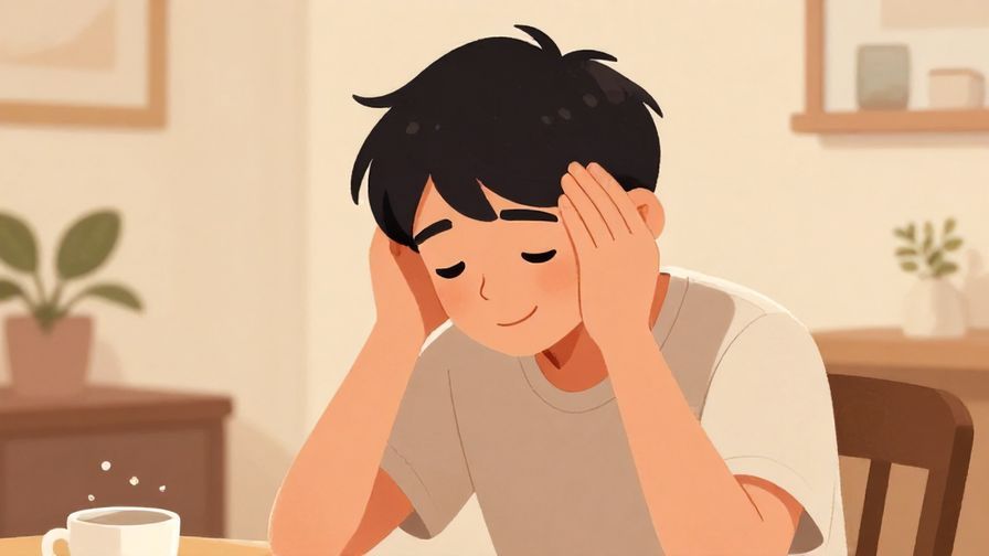 Illustration%20of%20a person shaking their head gently with a soft smile, indicating disagreement in agreement, cozy indoor setting