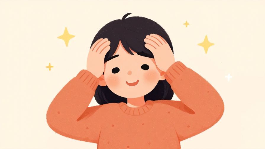 Illustration%20of%20a person shaking their head with a warm smile, soft pastel background with floating stars, illustrated style