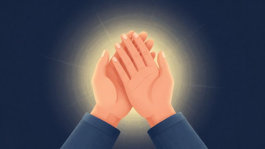 Illustration%20of%20a person showing deep gratitude with hands together, surrounded by soft glowing light