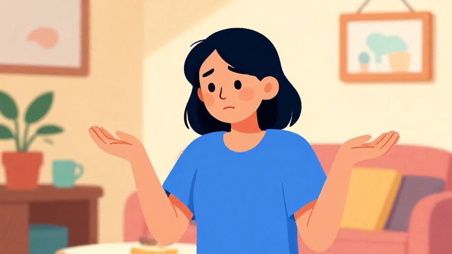 Illustration%20of%20a person shrugging gently with a small smile, bright cozy room background, vibrant colors, illustrated style