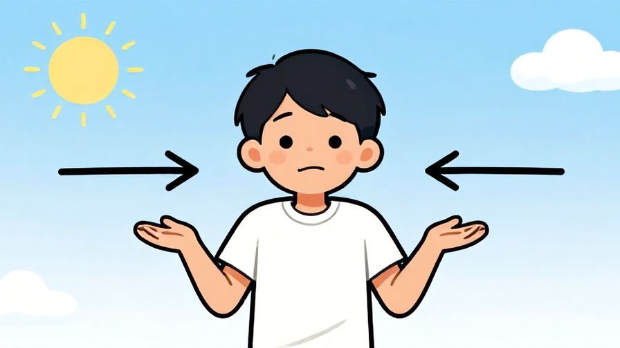 Illustration%20of%20a person shrugging happily with two paths ahead, bright sunny day, playful and lighthearted mood