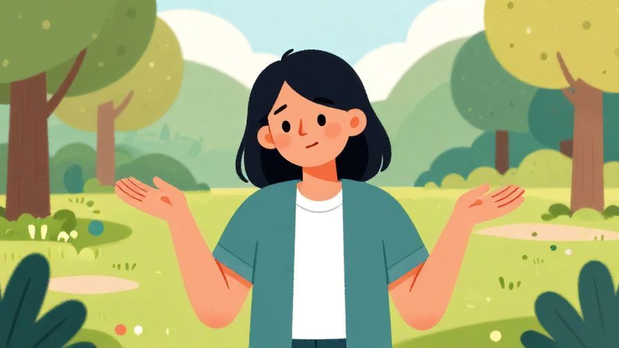 Illustration%20of%20a person shrugging slightly with a playful smile, colorful park background, illustrated style