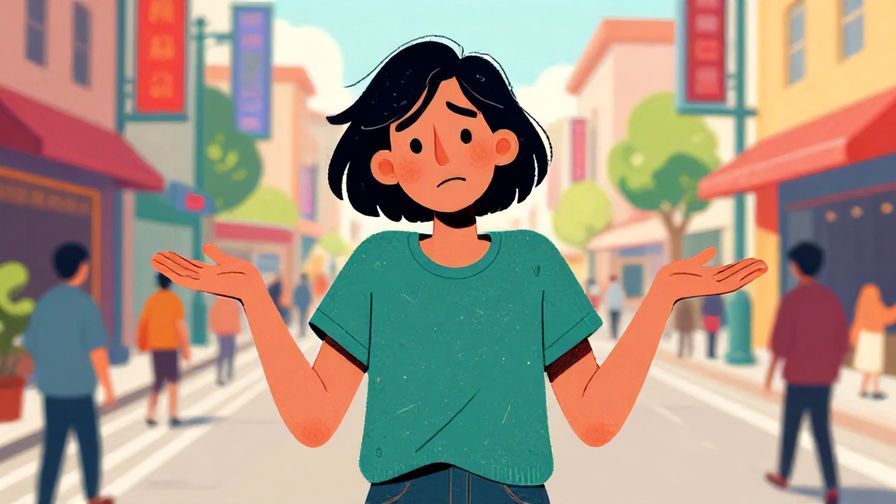 Illustration%20of%20a person shrugging with a carefree smile, standing in front of a busy street, vibrant colors, illustrated style