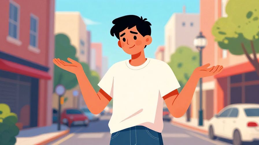 Illustration%20of%20a person shrugging with a casual smile, relaxed urban scene, vibrant colors, illustrated style