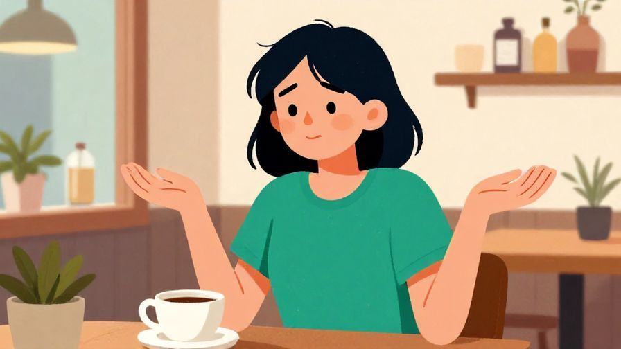 Illustration%20of%20a person shrugging with a cheeky smile in a cozy café background, vibrant colors, illustrated style