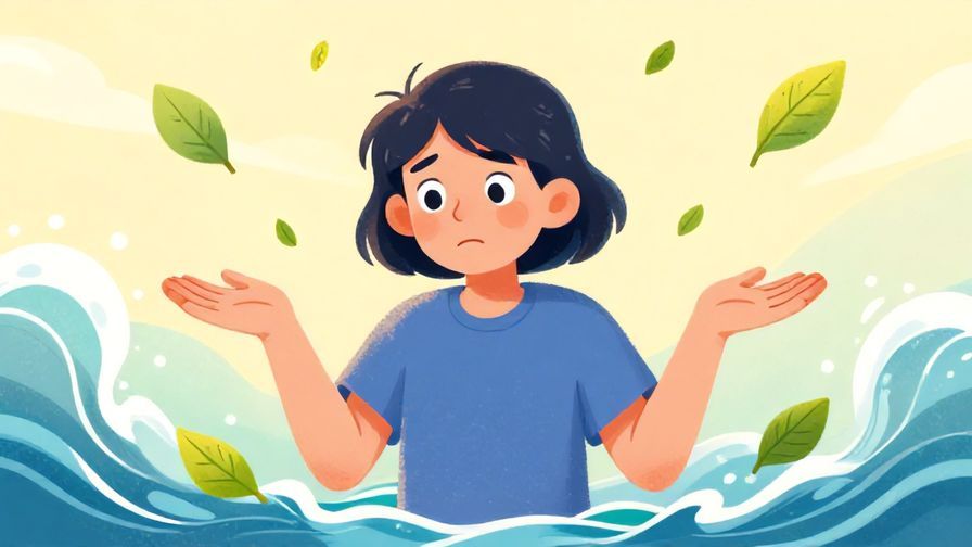 Illustration%20of%20a person shrugging with a lighthearted expression, surrounded by soft floating leaves and gentle waves, vibrant colors, illustrated style