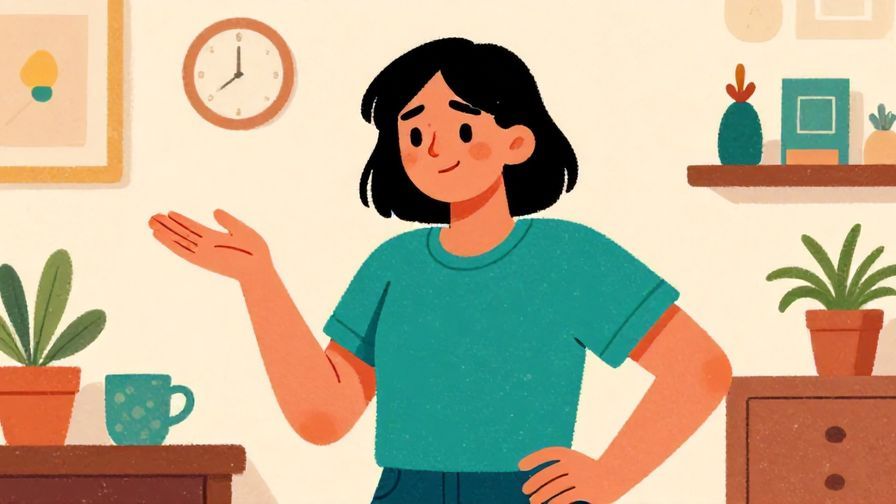 Illustration%20of%20a person shrugging with a playful grin in a cozy room, casual atmosphere, vibrant colors, illustrated style