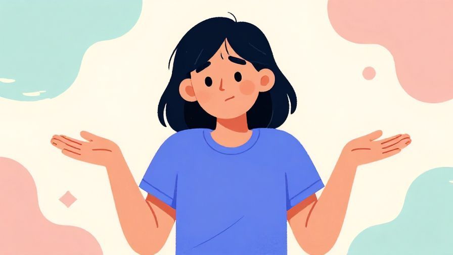 Illustration%20of%20a person shrugging with a relaxed smile, soft pastel background with abstract shapes, vibrant colors, illustrated style