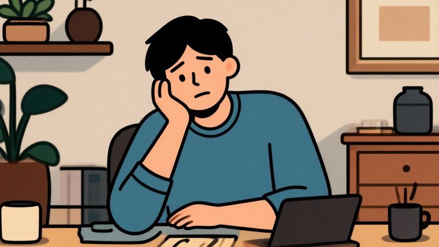 Illustration%20of%20a person shrugging with a small smile, relaxed posture, cozy room background, illustrated style