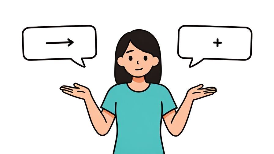 Illustration%20of%20a person shrugging with a smile%2C two options floating nearby like doors or signs%2C casual bright setting%2C illustrated style