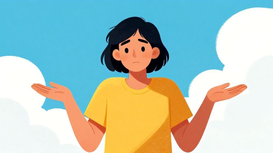 Illustration%20of%20a person shrugging with open hands under a bright sky, calm expression, vibrant colors, illustrated style