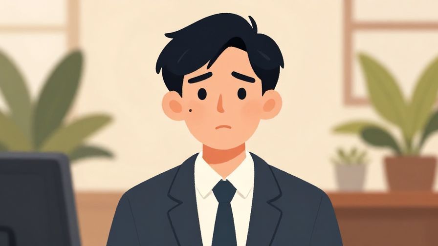 Illustration%20of%20a person slightly raising eyebrows in mild surprise, formal office with plants background, warm tones, illustrated style