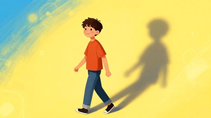 Illustration%20of%20a person smiling and walking away from a shadowy past behind them, bright and hopeful background, vibrant colors, illustrated style