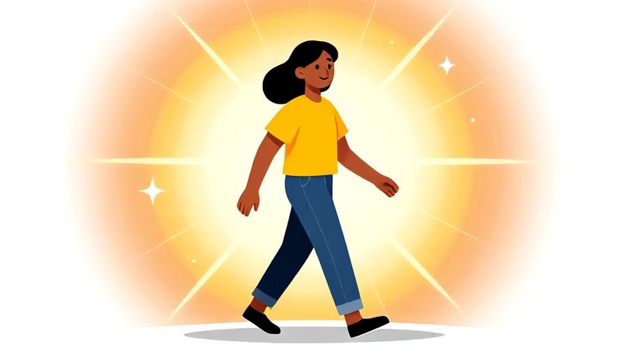Illustration%20of%20a person smiling confidently while walking forward with bright light behind, symbolizing moving beyond regrets, vibrant colors, illustrated style