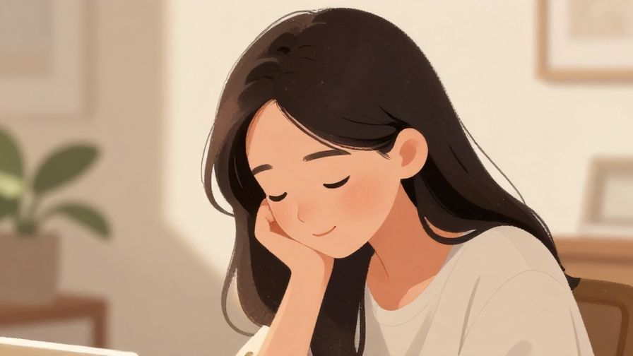 Illustration%20of%20a person smiling softly with a slight bow, background of gentle indoor lighting