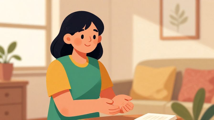 Illustration%20of%20a person smiling warmly, offering a hand of support in a calm room with soft daylight, vibrant colors, illustrated style