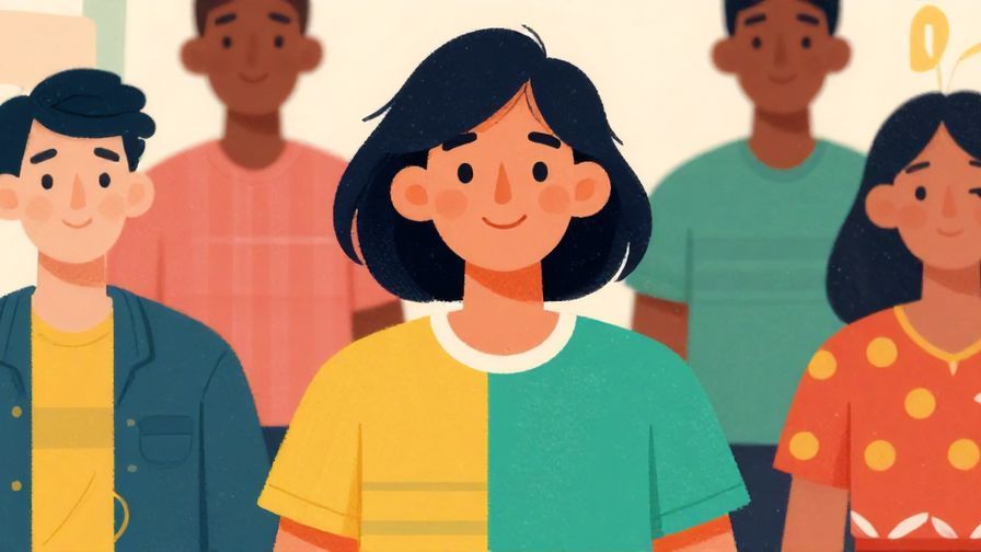 Illustration%20of%20a person smiling with a slight shrug, looking relaxed and casual%20in%20a%20fun%20group%20setting%2C%20vibrant%20colors%2C%20illustrated%20style