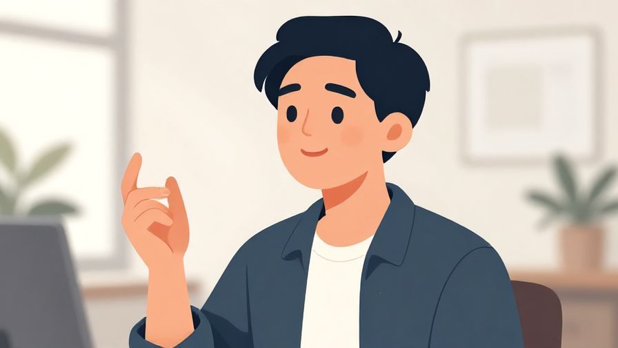 Illustration%20of%20a person speaking thoughtfully with a gentle smile, one hand raised slightly as if explaining, soft office background