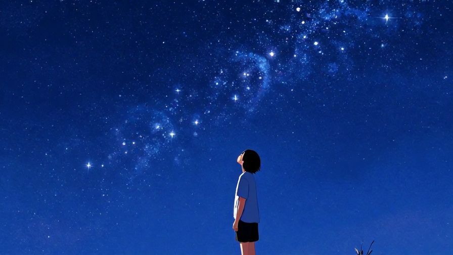 Illustration%20of%20a person standing under a starry sky, looking hopeful and peaceful, vibrant colors, illustrated style