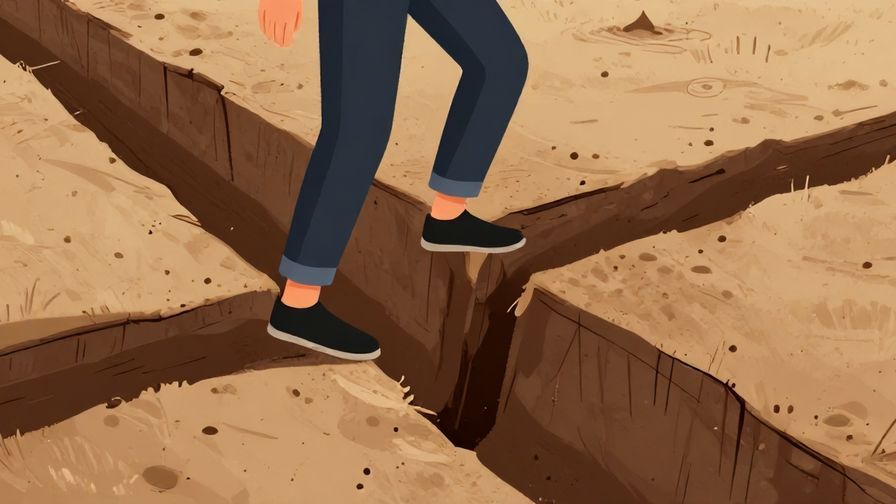 Illustration%20of%20a person stepping into a deep groove%20in%20a%20dirt%20path%20symbolizing%20repeated%20mistakes%2C%20illustrated%20style