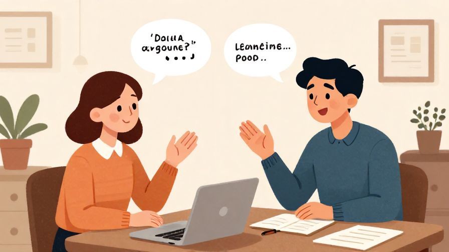 Illustration%20of%20a person summarizing a long discussion with animated gestures, cozy office environment, illustrated style