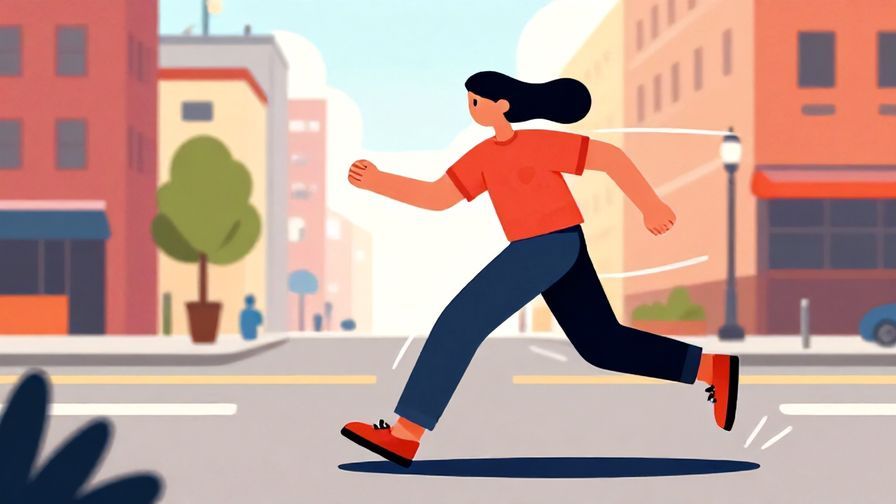 Illustration%20of%20a person swiftly turning left with smooth motion lines, urban street background, vibrant colors, illustrated style