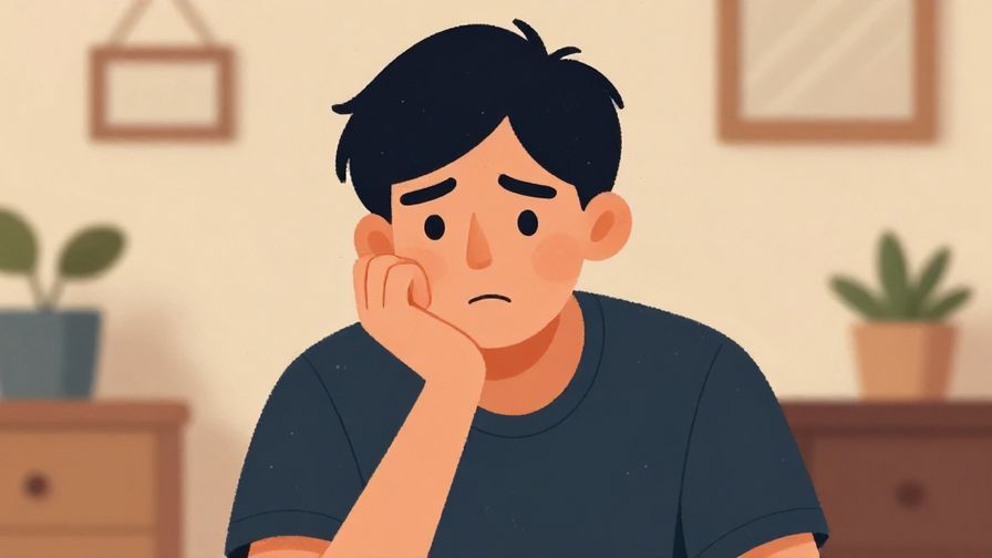 Illustration%20of%20a person thoughtfully frowning with a hand on chin%2C cozy indoor background%2C illustrated style