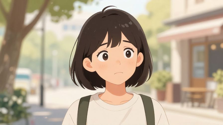 Illustration%20of%20a person tilting their head slightly, looking puzzled but friendly, with soft background of a park or café, illustrated style