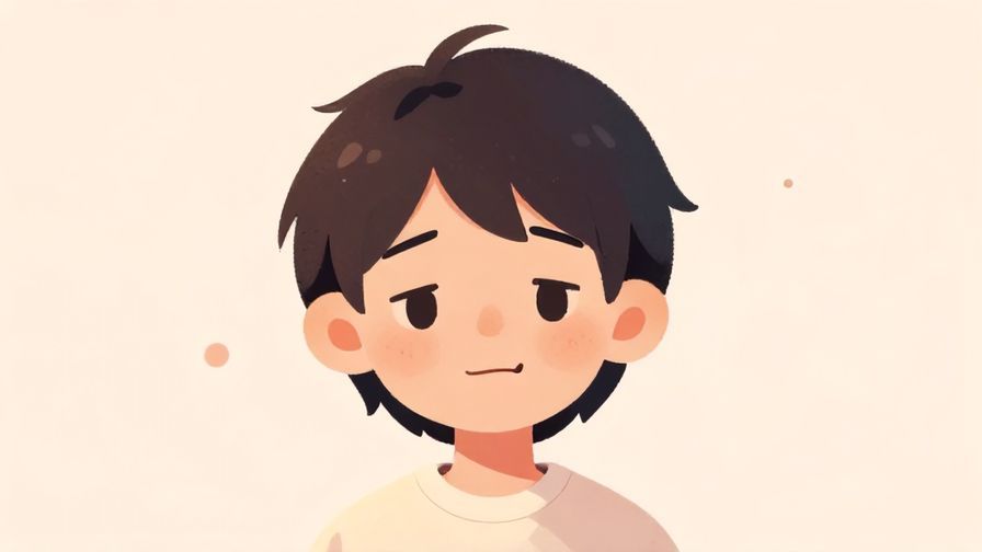 Illustration%20of%20a person tilting their head with a gentle confused smile, soft pastel background with floating dots